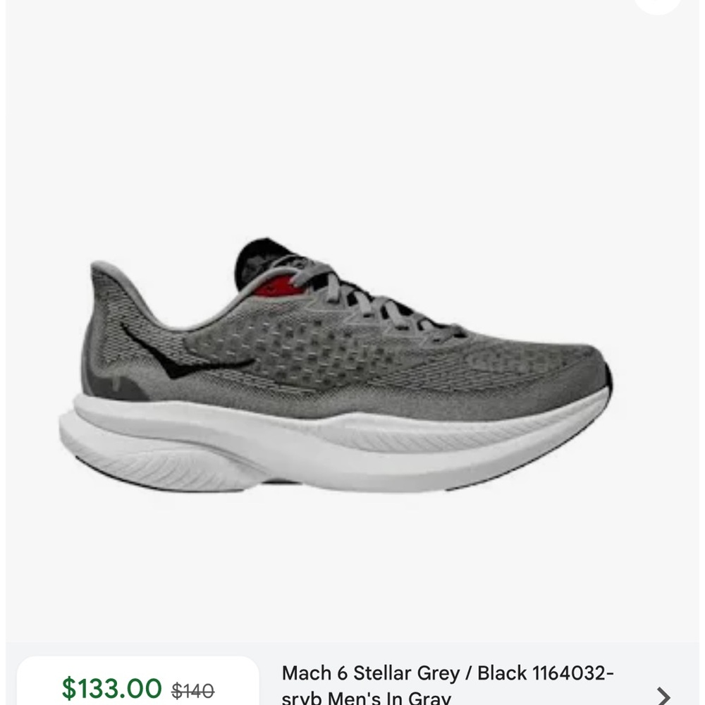 Hoka men Mach 6 Stellar Grey / Black NEW in box size 7.5